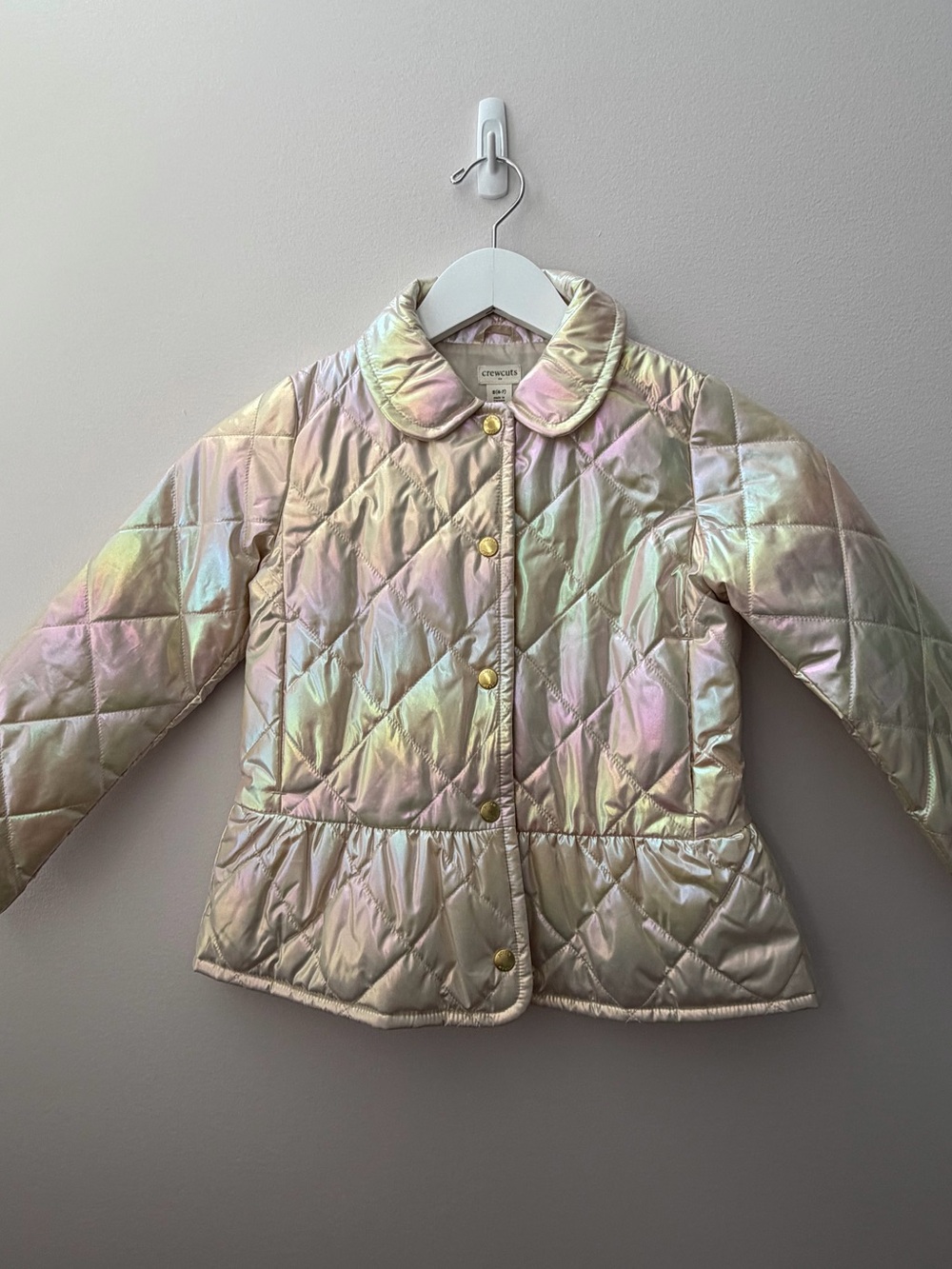 J.Crew Crewcuts Girls Iridescent Quilted Peplum Jacket S 6/7